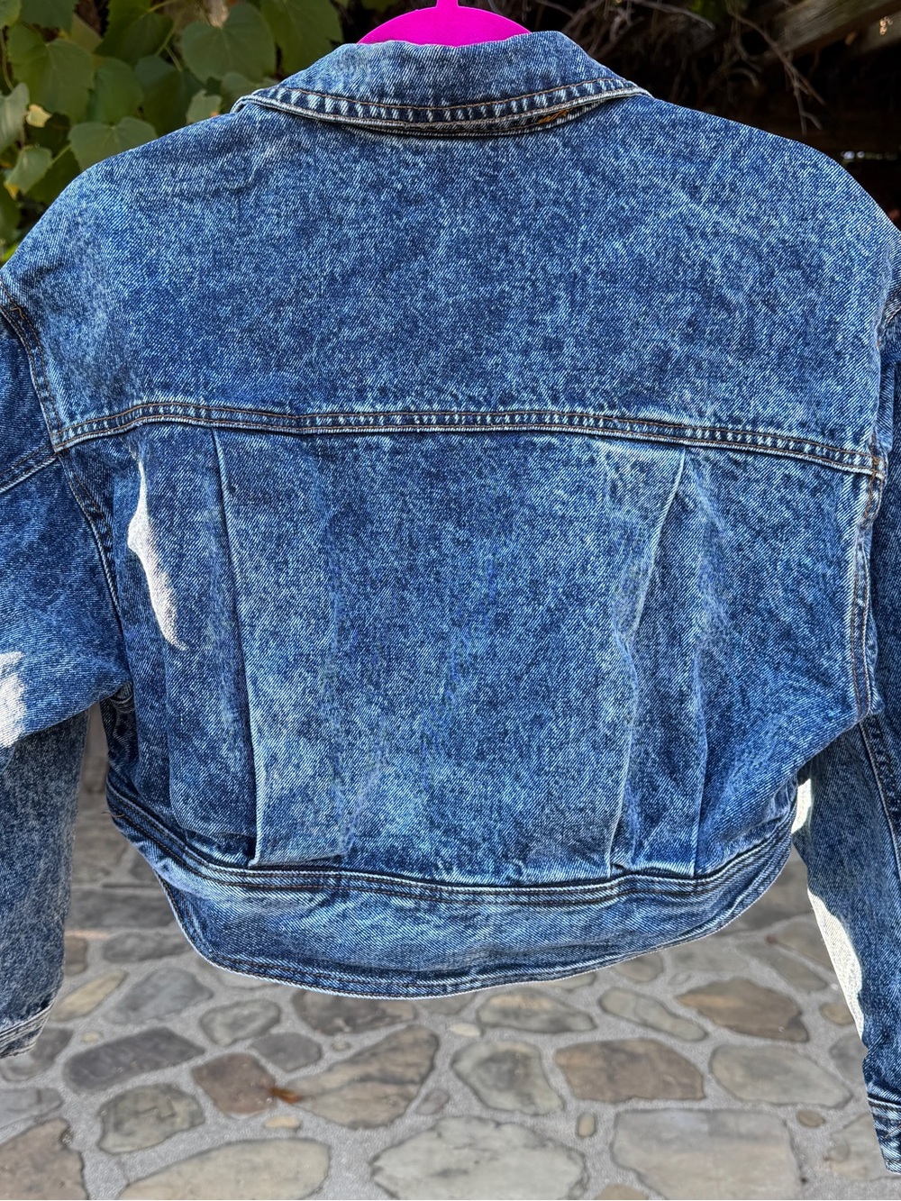 Guess? Vintage 90’s Acid Wash Cropped Denim Jacket - Blue Size Large - Picture 5 of 6
